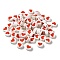 Handmade Polymer Clay Beads, Round with Heart, Red, 9.5x4.5mm, Hole: 1.8mm