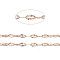 Ion Plating(IP) 304 Stainless Steel Textured Dapped Chains, Cable Chains, Soldered, Flat Oval, Rose Gold, 4x2x0.5mm, about 32.8 Feet(10m)/roll