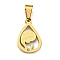 PVD Vacuum Plating 304 Stainless Steel Pendants, with Rhinestone, Teardrop with Human Charm, Golden, 18x12x2mm, Hole: 7x3mm