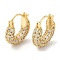 Clear Cubic Zirconia Teardrop Hoop Earrings, Brass Earrings for Women, Golden, 19.5x17x5mm