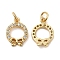 925 Sterling Silver Micro Pave Cubic Zirconia Charms, Garland with Bowknot Charm, with Jump Ring, Real 18K Gold Plated, 10x7.5x1.5mm, Hole: 2mm