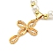 Cubic Zirconia and Rhinestone Flower Pendant Necklace, with Plasit Pearl Beaded Chains, 201 Stainless Steel Necklace, Golden, 18.31 inch(46.5cm)