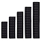 8Pcs 5 Styles Polyester Women's 3 Rows x 7/9/11/13/15 Hooks Longline Corset Bra Extender, for Bustiers Shapewear Waist Cincher, with Stainless Steel Rings & Hooks, Black, 134~286x50~52x2~3.5mm