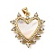 Brass Micro Pave Cubic Zirconia Shell Pendants, Cadmium Free & Lead Free, Heart, Real 18K Gold Plated, 24x23.5x3mm, Hole: 3.5mm