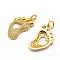 Brass Micro Pave AAA Cubic Zirconia Pendants, Cadmium Free & Nickel Free & Lead Free, Foot, Real 18K Gold Plated, 16x10x2.5mm, Hole: 3mm