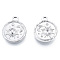 Non-Tarnish 201 Stainless Steel Pendants, Flat Round with Sun & Moon, Stainless Steel Color, 19x15.5x2.5mm, Hole: 2mm