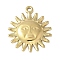 304 Stainless Steel Pendants, Sun Charm, Real 18K Gold Plated, 22.5x18.5x2.5mm, Hole: 1.6mm
