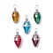 Electroplate Glass Pendants, Teardrop Charms, with Alloy Finding, Faceted, Mixed Color, 24.5x10mm, Hole: 3.5x3mm
