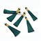 Nylon Tassel Big Pendants, with Iron Findings, Golden, Teal, 80x8.5mm, Hole: 5x6.5mm