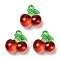 Transparent Resin Fruit Pendants, Cherry Charms, FireBrick, 21x20x8.5mm, Hole: 2.2mm