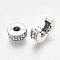 Brass European Clasps, Large Hole Beads, Nickel Free, with Rhinestone, Flat Round, Platinum, Crystal, 11x5.5mm, Hole: 4mm