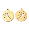 201 Stainless Steel Pendants, Flat Round with Star Charm, Golden, 17.5x15x1mm, Hole: 1.4mm