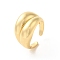 Brass Open Cuff Rings, Cadmium Free & Lead Free, Real 18K Gold Plated, Inner Diameter: 18mm