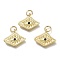 Brass Micro Pave Cubic Zirconia Pendants, with Jump Rings, Diamond with Evil Eye, Real 18K Gold Plated, Black, 13x15x2mm, Hole: 3.6mm