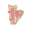 Alloy Enamel Pendants, Musical Instrument with Flower Charm, Golden, Harp, 24.5x20x1mm, Hole: 1.8mm