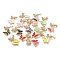 Brass Micro Pave Cubic Zirconia Pendants, with Enamel, Real 18K Gold Plated, Double Butterfly, Mixed Color, 29x30x3mm, Hole: 3.5x5mm