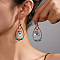 Alloy Synthetic Turquoise Dangle Earrings, Teardrop with Flower, Antique Silver, Sandy Brown, 65mm