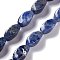 Natural Sodalite Beads Strands, Twist, 17x8x8mm, Hole: 1mm, about 24pcs/strand, 15.55''(39.5cm)