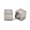 304 Stainless Steel European Beads, Large Hole Beads, Cube with Letter, Letter K, 7x7x7mm, Hole: 5.5mm