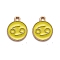 Alloy Enamel Pendants, Flat Round with Constellation/Zodiac Sign, Golden, Cancer, Yellow, 15x12x2mm, Hole: 1.5mm