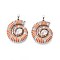 Brass Micro Pave Clear Cubic Zirconia Enamel Pendants, Conch Shape, Real 18K Gold Plated, Chocolate, 30x24x4mm, Hole: 5x2mm