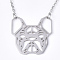 Non-Tarnish 201 Stainless Steel Puppy Pendant Necklaces, with Cable Chains, Filigree Bulldog Head, Stainless Steel Color, 17.3 inch(44cm), 2mm, Bulldog: 29x28.5x1mm