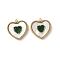 304 Stainless Steel Pendants, Heart Charms, with Shell & Rhinestone, Ion Plating(IP), Real 18K Gold Plated, 15x15x4mm, Hole: 1.5mm