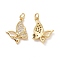 Brass Cubic Zirconia Pendants, Cadmium Free & Lead Free, with Jump Ring, Butterfly Charms, Real 18K Gold Plated, 17.5x17x3mm, Hole: 3.4mm