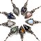 Mixed Gemstone Dowsing Pendulum Big Pendants, with Rack Plating Red Copper Alloy Findings, Lead Free & Cadmium Free, Teardrop, 298~305mm