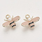 Alloy Enamel Pendants, with ABS Imitation Pearl Plastic Beads, Light Gold, Bee, Pink, 15x17.5x6mm, Hole: 2mm