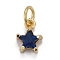 Brass Micro Pave Cubic Zirconia Pendants, Long-Lasting Plated, with Jump Rings, Real 18K Gold Plated, Star, Medium Blue, 8.5x7x4mm, Hole: 3mm