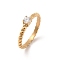 Ion Plating(IP) 304 Stainless Steel Finger Ring, with Cubic Zirconia, Real 18K Gold Plated, US Size 7(17.3mm)