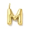 Ion Plating(IP) 304 Stainless Steel Pendants, Real 14K Gold Plated, Balloon Letter Charms, Puff Initial Charms, Letter M, 24x16x5mm, Hole: 4mm