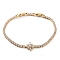 Golden Brass Link Bracelet, with Cubic Zirconia Tennis Chains, Long-Lasting Plated, Flower, 8 inch(20.4cm)