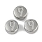 Anti-Tarnish 304 Stainless Steel Beads, Flat Round with Number 9, Stainless Steel Color, 7x3.8mm, Hole: 1.8mm