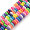Handmade Polymer Clay Beads Strands, Flat Round, Colorful, 8.5~9x3.5mm, Hole: 1.6mm, about 112pcs/strand, 15.75 inch~16.14 inch(40~41cm)