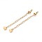 304 Stainless Steel Curb Chain Extender, End Chains with Lobster Claw Clasps and Heart Chain Tabs, Real 18K Gold Plated, 75mm