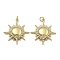 Brass Micro Pave Clear Cubic Zirconia Pendants, Cadmium Free & Nickel Free & Lead Free, Sun, with Jump Ring, Real 18K Gold Plated, 30.5x28x4mm, Hole: 3mm