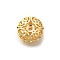 Brass Beads, Cadmium Free & Nickel Free & Lead Free, Flat Round, Hollow, Real 18K Gold Plated, 13.5x7.5mm, Hole: 2mm