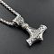 Vintage Punk Style Stainless Steel Viking Hammer Pendant Necklaces for Men, Stainless Steel Color