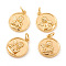 Brass Pendants, with Jump Rings, Flat Round with Angel, Real 18K Gold Plated, 16.5x14x3mm, Hole: 3mm