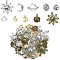 100Pcs 10 Styles Tibetan Style Zinc Alloy Charms, Mixed Shapes, Mixed Color, 12~34.5x11~31x1~3.5mm, Hole: 1~2mm, 10pcs/style