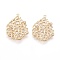 Brass Pendant, with Rhinestone, Nickel Free, Real 18K Gold Plated, 35x25~26x2mm