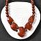 Natural Red Jasper Faceted Bib Graduated Beaded Necklaces for Women, with Stainless Steel Lobster Clasps, Stainless Steel Color, 19.09 inch(48.5cm)