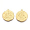 Ion Plating(IP) 201 Stainless Steel Pendants, Flat Round with Sun, Real 18K Gold Plated, 29x26x2mm, Hole: 1.8mm