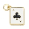 Brass Enamel Charms, with Jump Ring, Cadmium Free & Lead Free, Long-Lasting Plated, Rack Plating, Playing Card Charms, Real 18K Gold Plated, Clubs, 15x12.5x2mm, Hole: 3mm