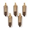 Faceted Natural Smoky Quartz Pointed Pendants, Openable Perfume Bottle, with Golden Tone Brass Findings, Bullet, 46~47x13~14x11~12mm, Hole: 4.5mm, capacity: 1ml(0.03 fl. oz)