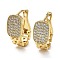 Clear Cubic Zirconia Oval Hoop Earrings, Real 18K Gold Plated Brass Earrings for Women, Real 18K Gold Plated, 17.5x7.5mm