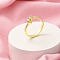 Brass Micro Pave Cubic Zirconia Open Cuff Rings for Women, Heart, Golden, 8.5mm, Inner Diameter: 17.5mm