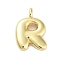 Rack Plating Brass Balloon Letter Pendants, Cadmium Free & Lead Free, Long-Lasting Plated, Real 18K Gold Plated, Letter R, 18x12.5x4.5mm, hole: 2.5mm